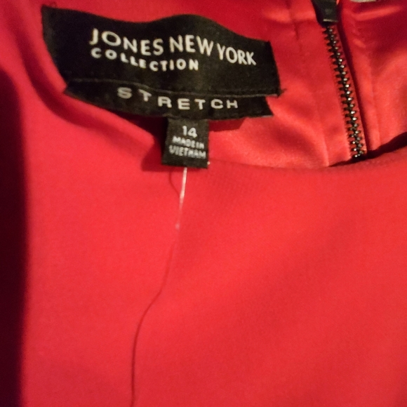 Jones New York Collection Stretch NWT November Scarlet Red Short Sleeve Dress 14 - Picture 2 of 5
